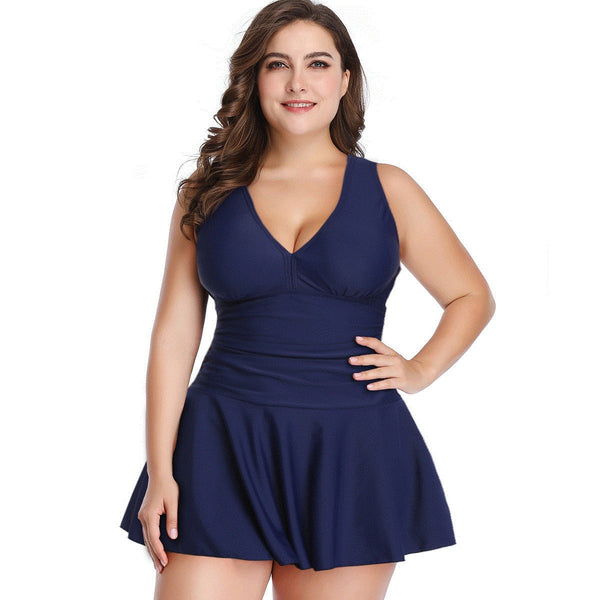 Plus Size Halter Swimsuit with Short Sleeves for Women